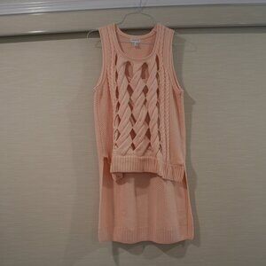 Venus Cable Knit Pink Sweater Vest